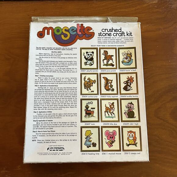 Craft Master Crushed Stone Mosette Craft Kit #20604 Curious Pup VTG 1974 - Picture 5 of 5
